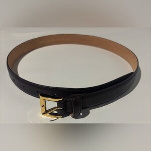 Emilia Wickstead dark brown Leather Belt, gold hardware buckle small accessories